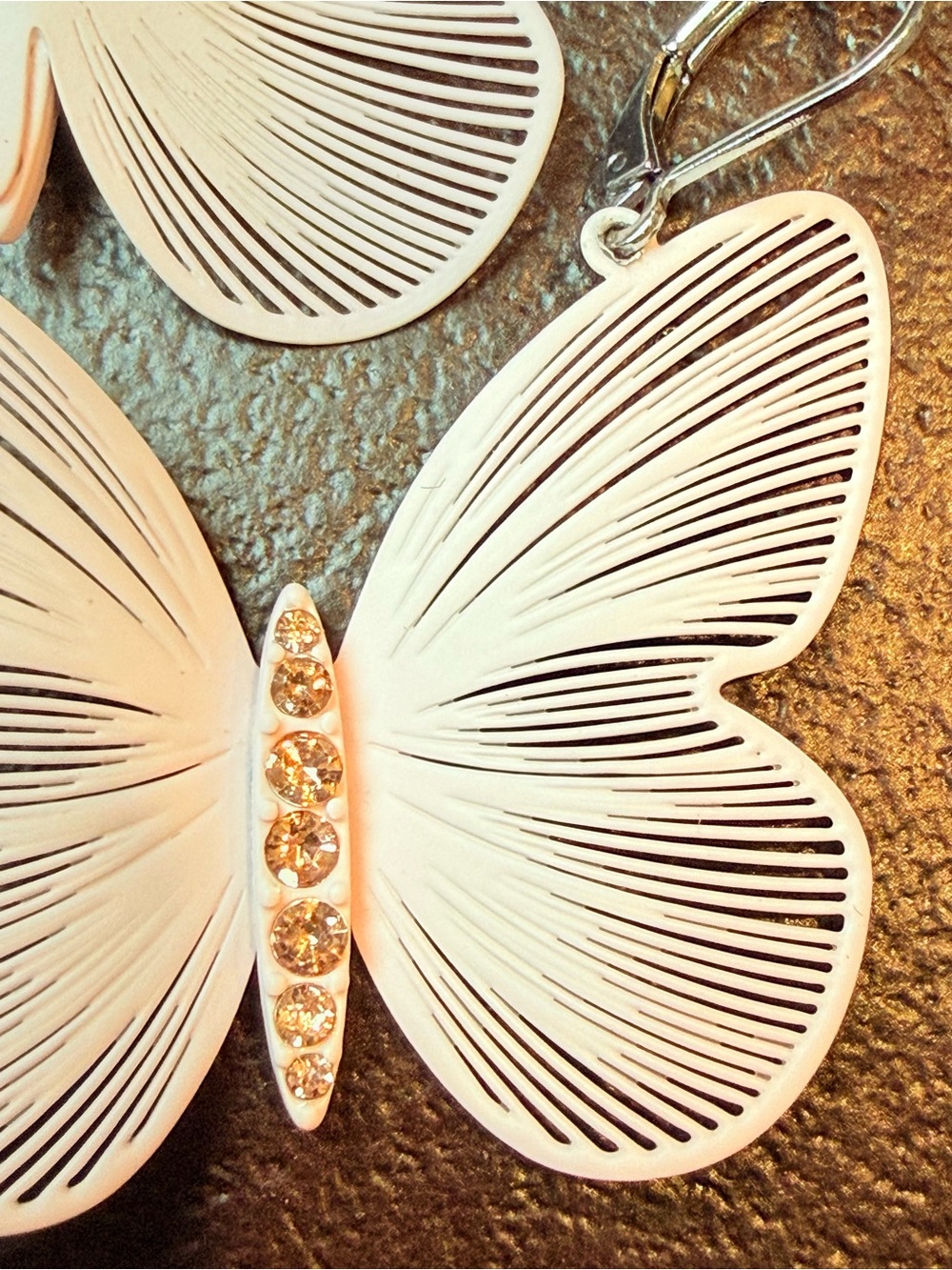 Butterfly Drop Earring Soft Pink Color - Picture 10 of 12
